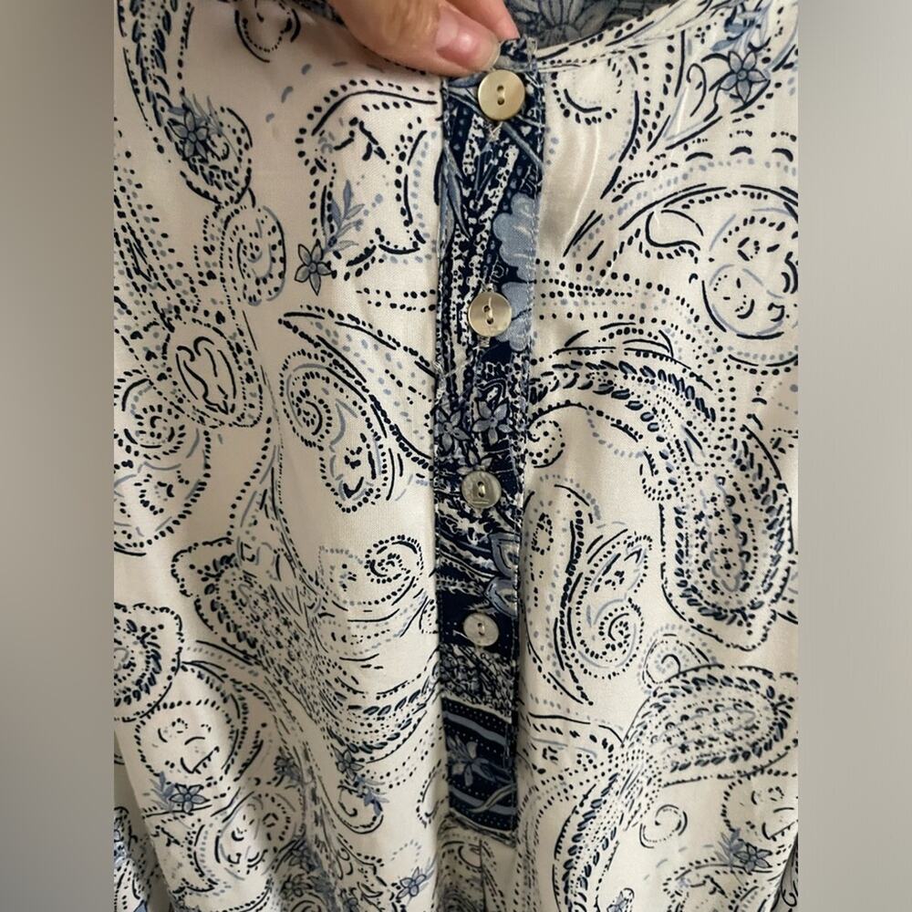 Anthropologie Dress Women's Small Fig & Flower Bohemian Blue Paisley Sundress - Picture 7 of 10